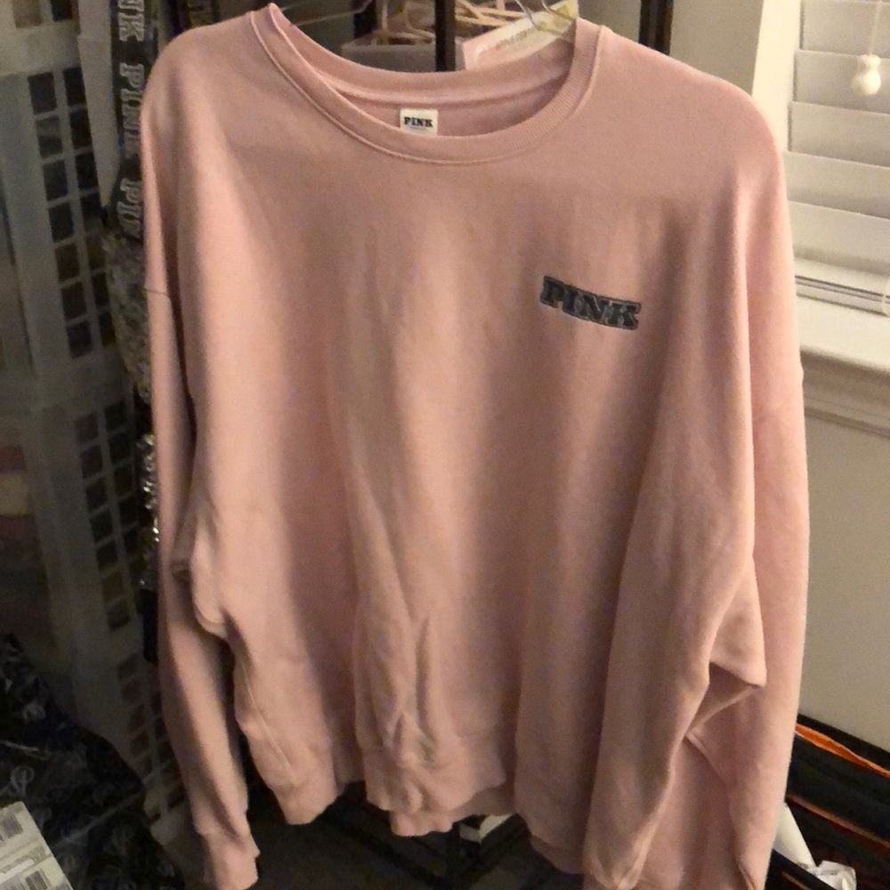 Pink Victoria’s Secret Ivy fleece oversized crew sweatshirt XXL